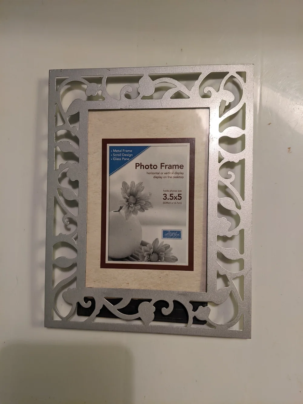 Unbranded Silver Floral Metal Photo Frame - 3.5x5
